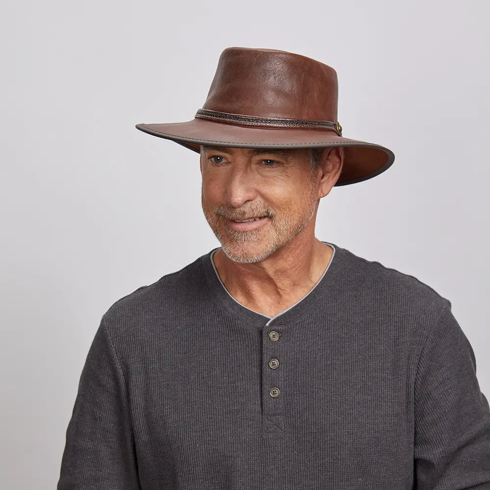 Midnight Rider | Mens Leather Outback Hat