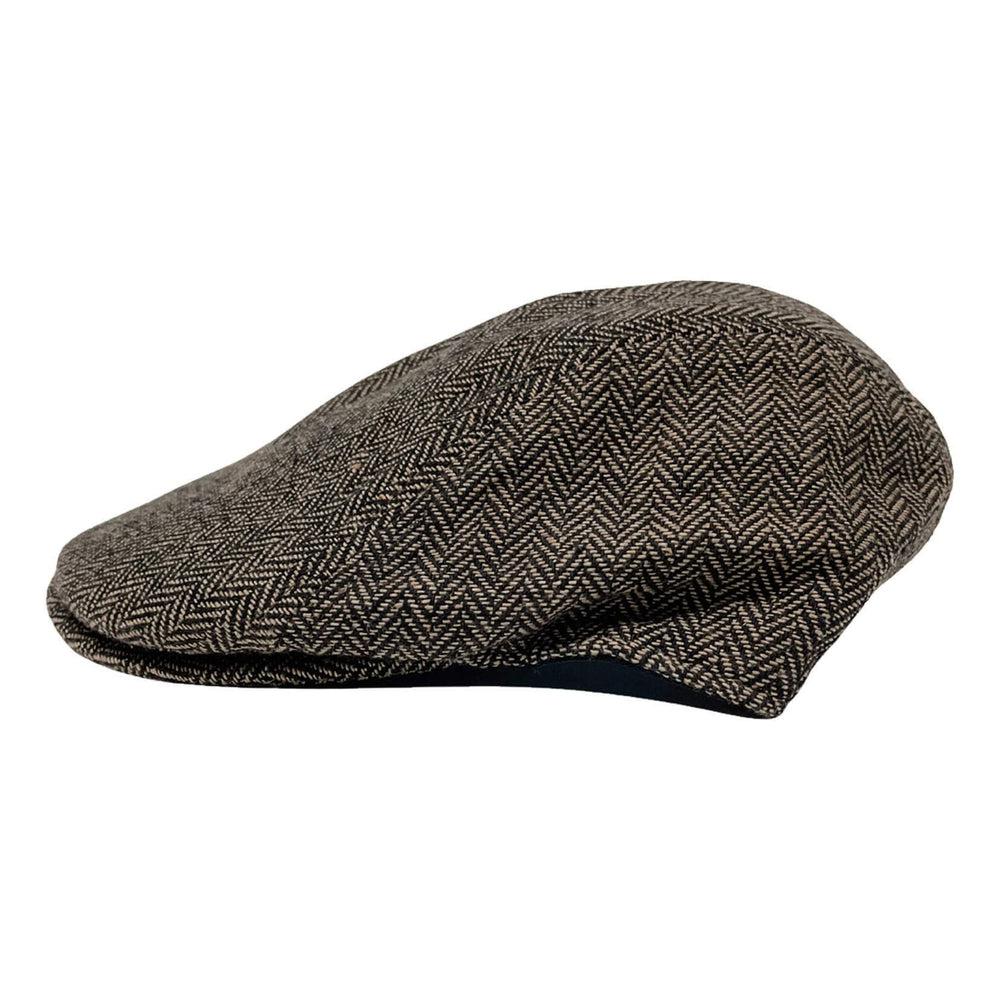 Mikey Brown Plaid Flat Cap Newsboy by American Hat Makers side view