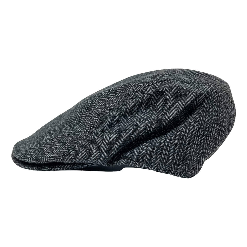 Mikey Charcoal Plaid Flat Cap Newsboy by American Hat Makers side view