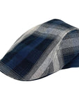 Mikey Navy Plaid Flat Cap Newsboy by American Hat Makers angled view