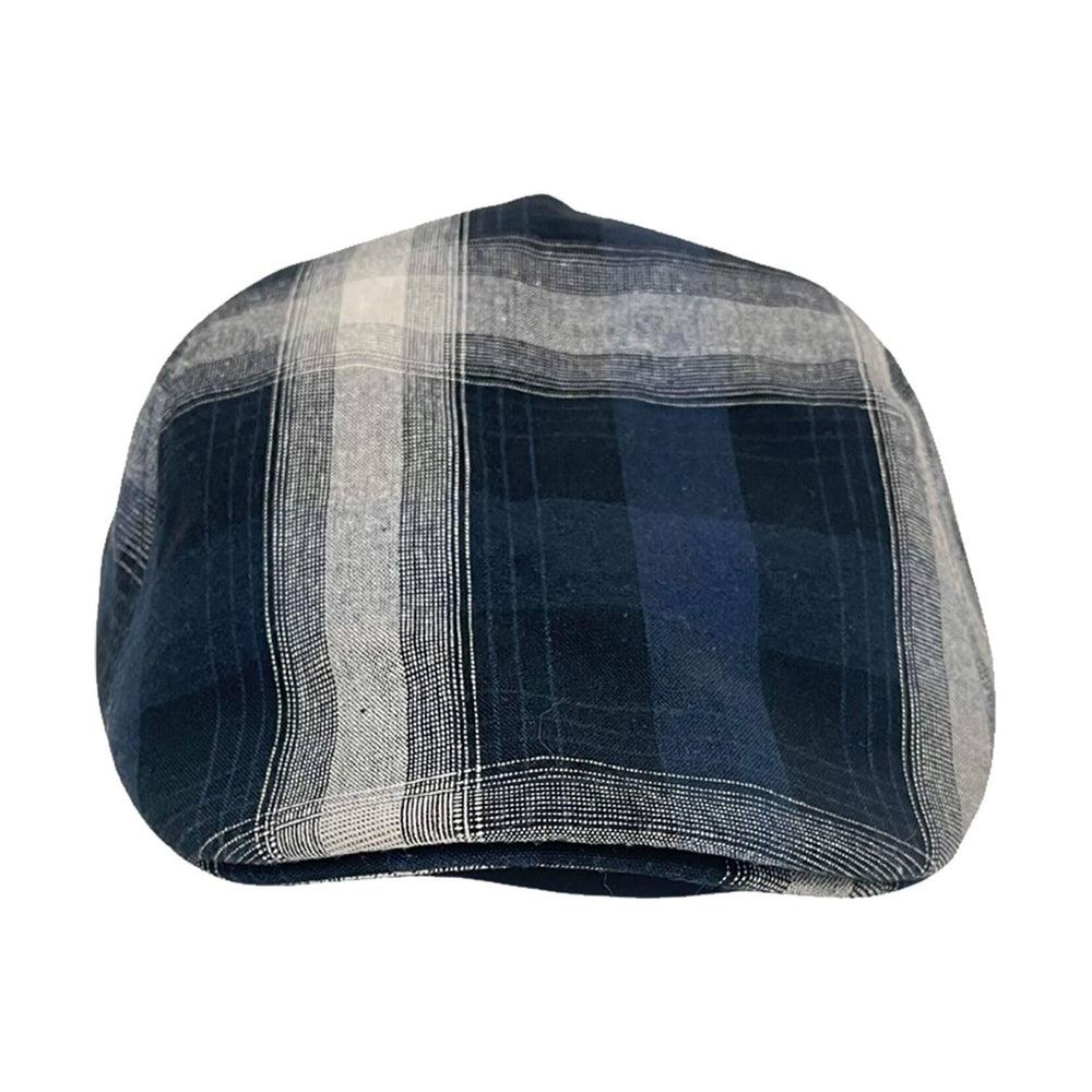 Mikey Navy Plaid Flat Cap Newsboy by American Hat Makers front view