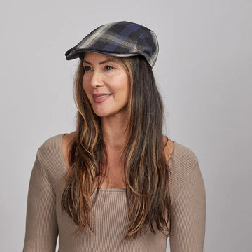 Mikey | Womens Navy Newsboy Flat Cap