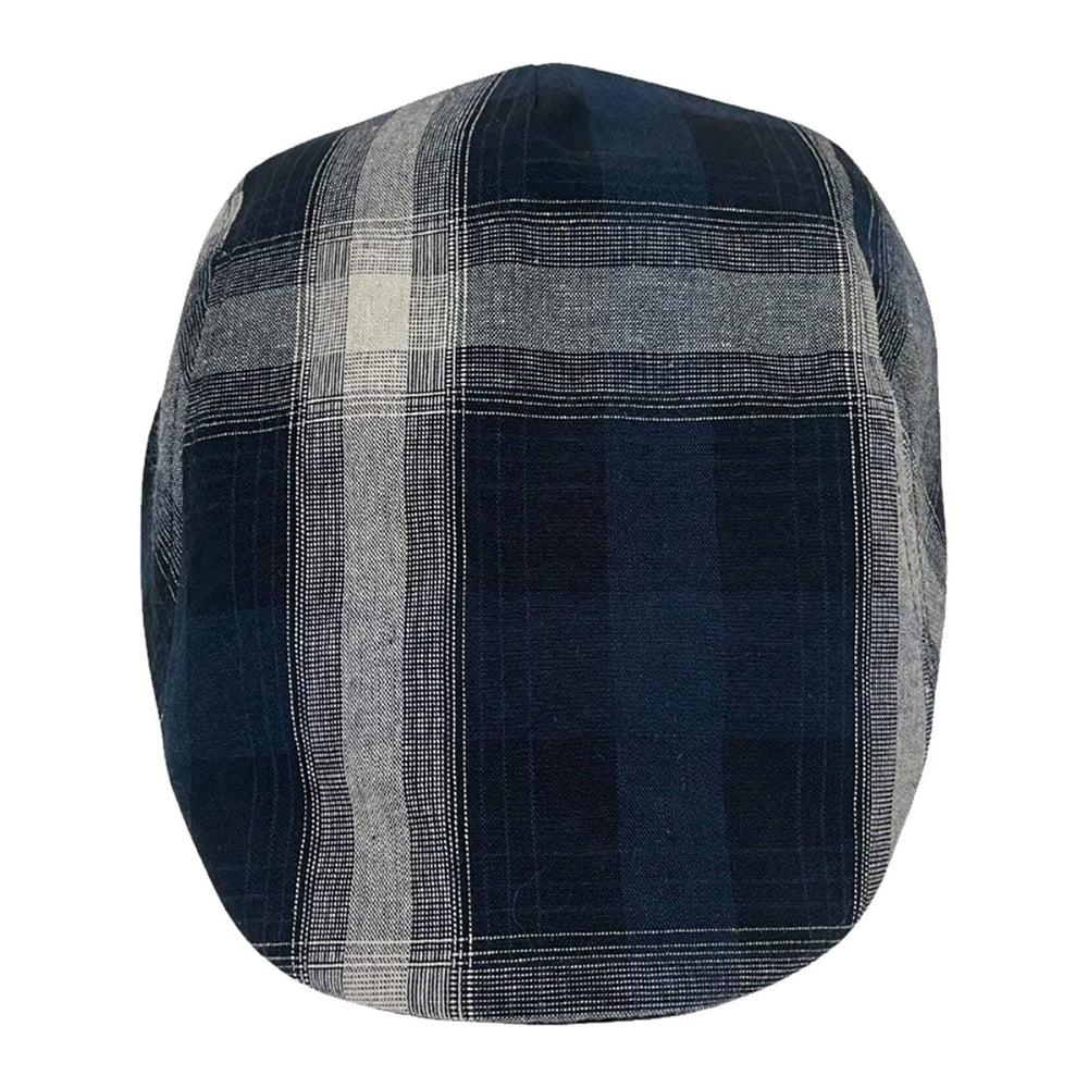 Mikey Navy Plaid Flat Cap Newsboy by American Hat Makers top view