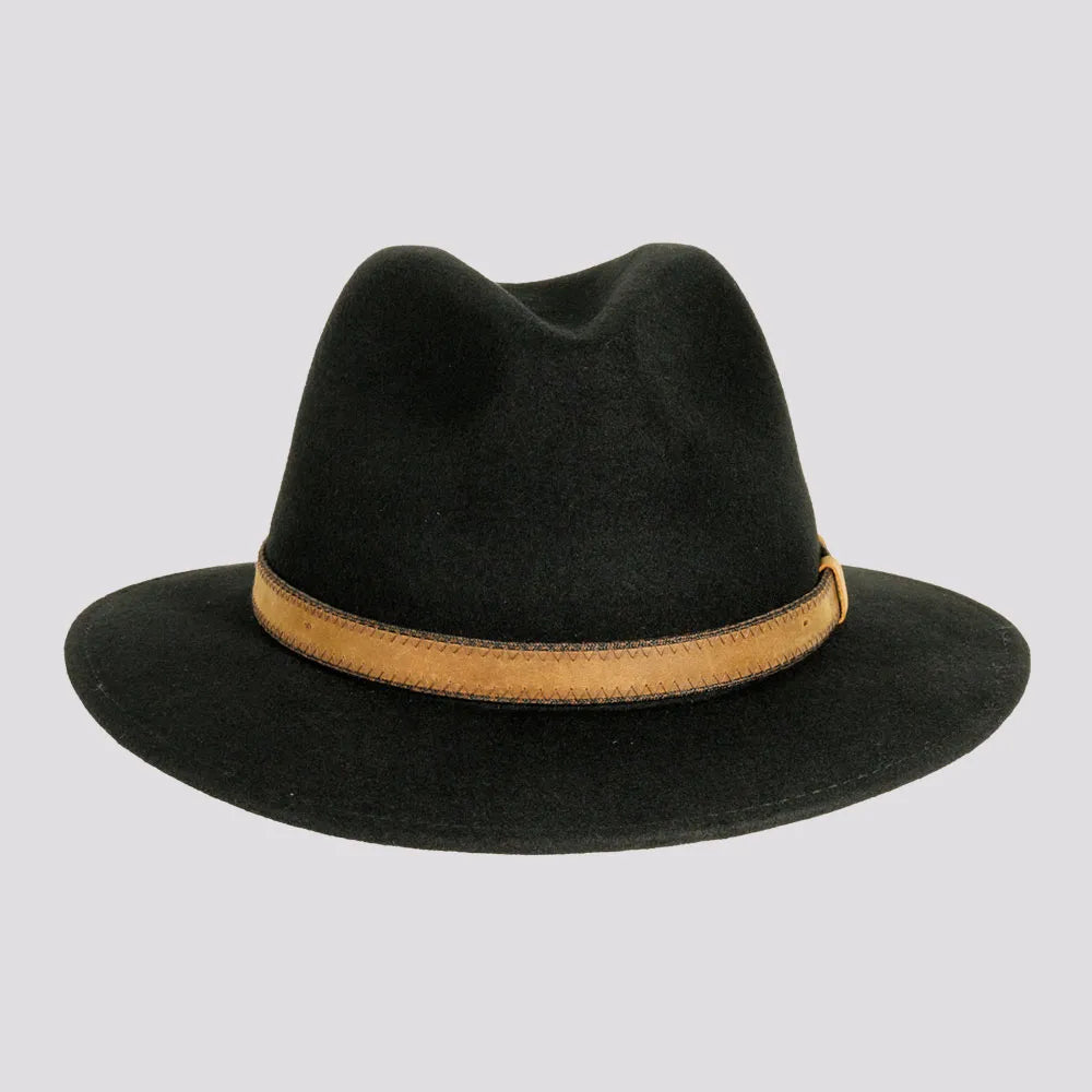 Moab Mens Black Outback Felt American Hat Makers Front View