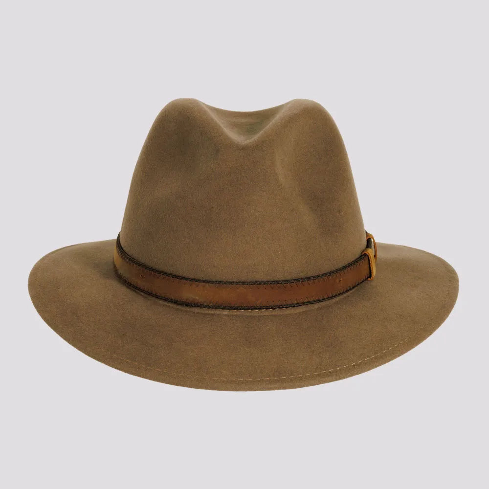 Moab Mens Khaki Outback Felt American Hat Makers Front View