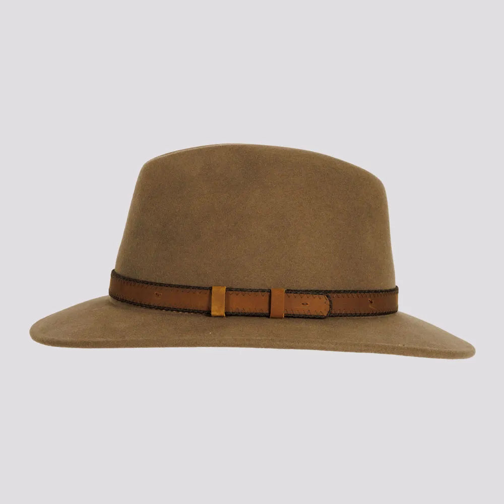 Moab | Womens Khaki Crushable Wool Felt Safari Hat with Leather