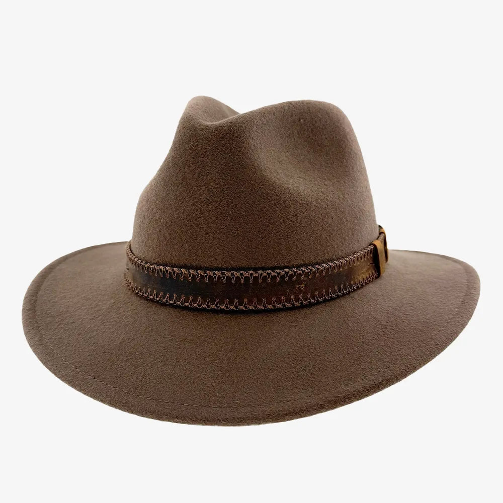 American Hat Makers Moab Crushable Men's Wool Felt Safari Hat with Leather Band 720073-KHK Khaki / XL