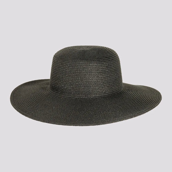 Mynah | Womens Black Mix Paper Braid Round Crown Straw Sun Hat