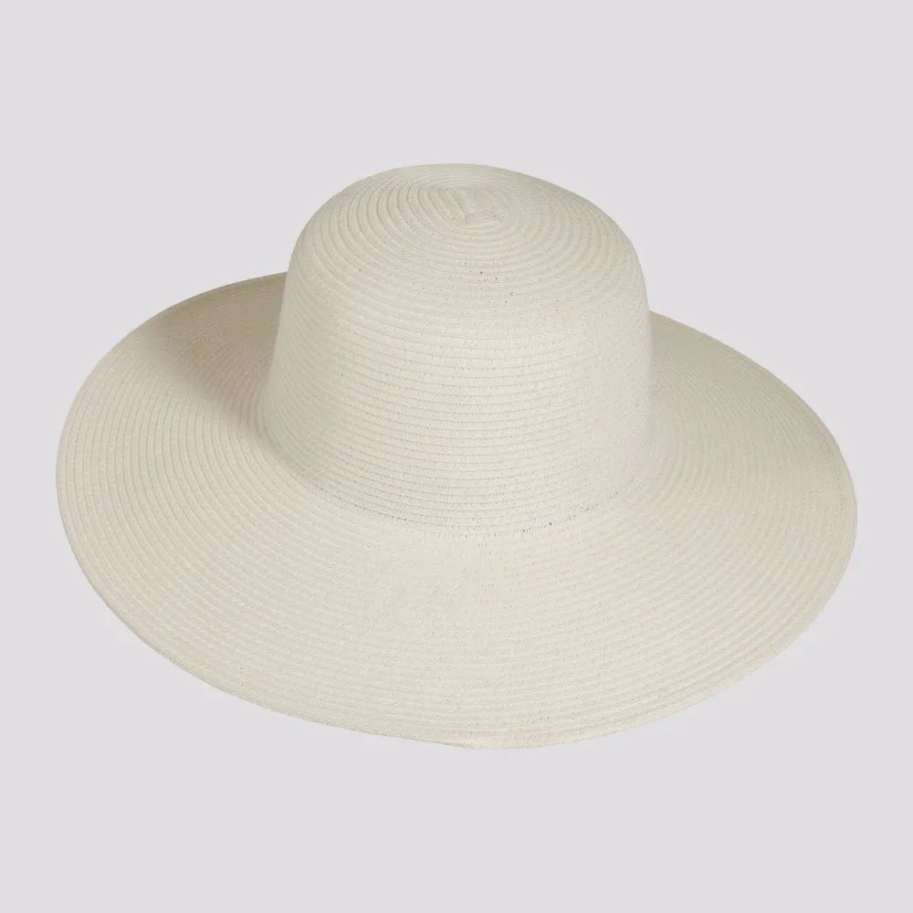 Mynah | Womens White Mix Paper Braid Round Crown Straw Sun Hat
