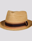 Oslo | Mens Woven Raffia Braid Fedora Hat with Striped Band