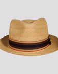 Oslo | Mens Woven Raffia Braid Fedora Hat with Striped Band