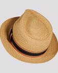 Oslo | Mens Woven Raffia Braid Fedora Hat with Striped Band