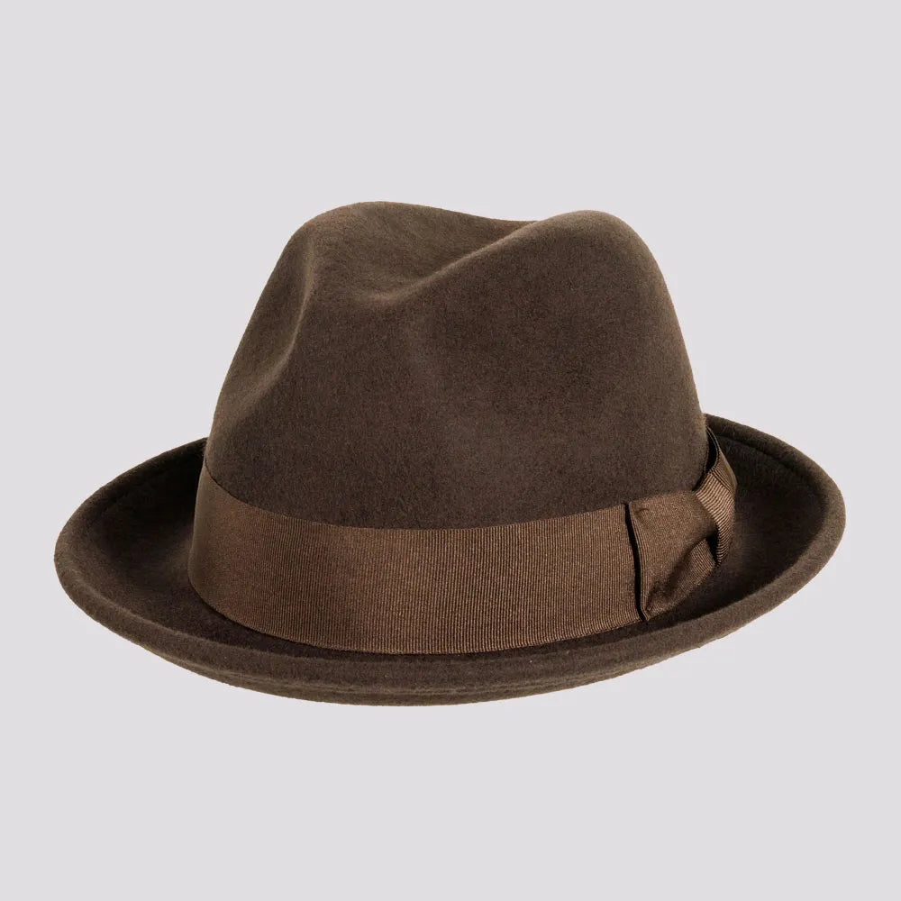 Pablo | Womens Brown Wool Felt Pinch Front Fedora Hat