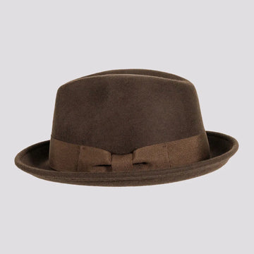Pablo | Womens Brown Wool Felt Pinch Front Fedora Hat