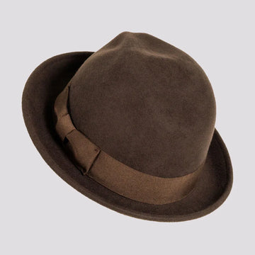 Pablo | Womens Brown Wool Felt Pinch Front Fedora Hat