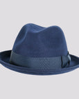 Pablo Navy Felt Fedora Hat Mens Front Side View