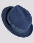 Pablo Navy Felt Fedora Hat Mens Top View