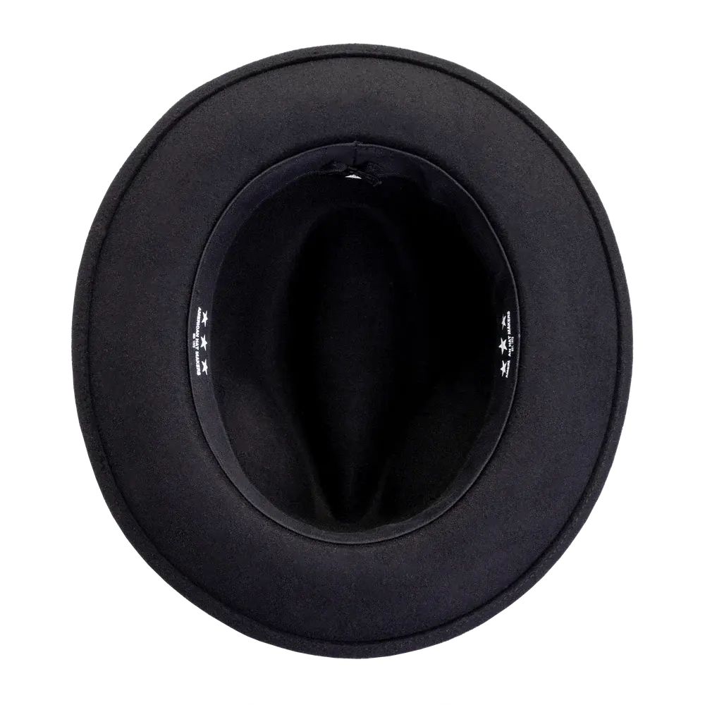 Lite Felt wool Black Fedora Hat with black trim size L Packable Wool LiteFelt Fedora Hat – Village Hat Shop main image 4