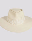 Pearl | Womens Wool Felt Ivory Western Fedora Hat with Pearl Applique