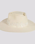 Pearl | Womens Wool Felt Ivory Western Fedora Hat with Pearl Applique