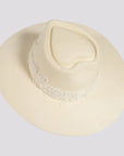 Pearl | Womens Wool Felt Ivory Western Fedora Hat with Pearl Applique