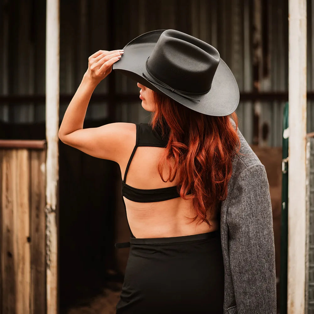 Pioneer | Womens Black Canvas Cotton Western Cowgirl Hat
