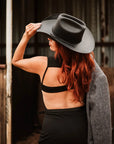 Pioneer | Womens Black Canvas Cotton Western Cowgirl Hat