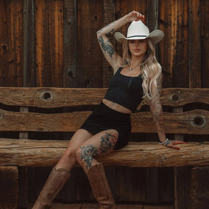 Pioneer | Womens Cream Canvas Cotton Western Cowgirl Hat