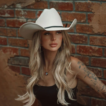 Pioneer | Womens Cream Canvas Cotton Western Cowgirl Hat