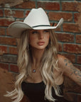 Pioneer | Womens Cream Canvas Cotton Western Cowgirl Hat