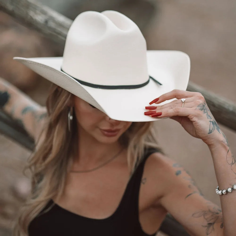 Pioneer | Womens Cream Canvas Cotton Western Cowgirl Hat