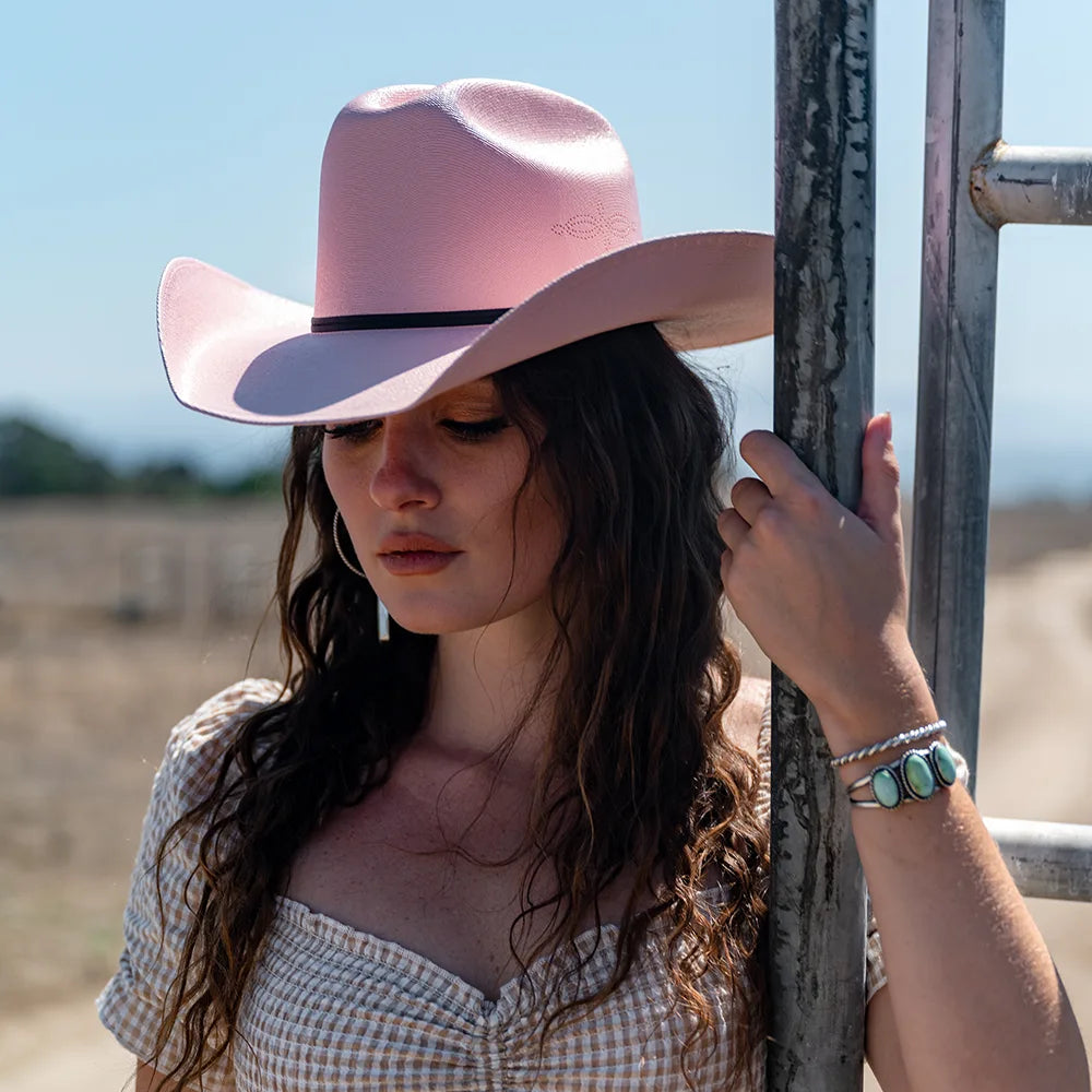 Pioneer | Womens Pink Canvas Cotton Western Cowgirl Hat
