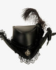 Posh | Womens Genuine Leather and Lace Steampunk Top Hat