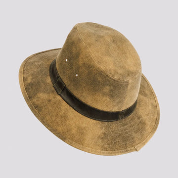 Shasta | Mens Tan Distressed Tarp Cloth Cotton Outback Hat
