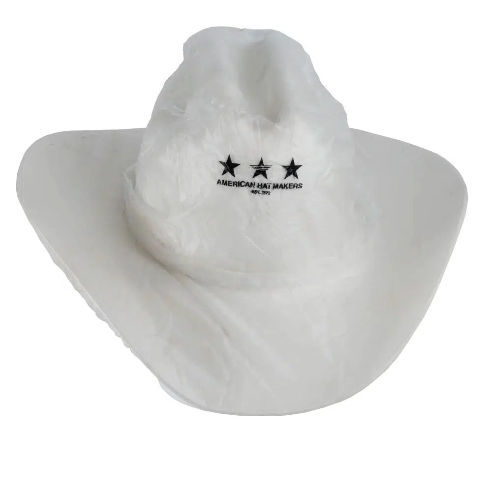 rain and dust hat cover by american hat makers on a white hat top view