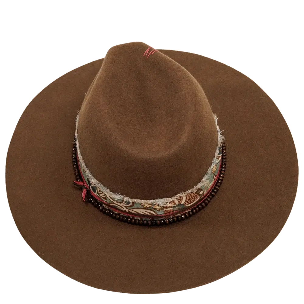ramble brown fedora hat top view