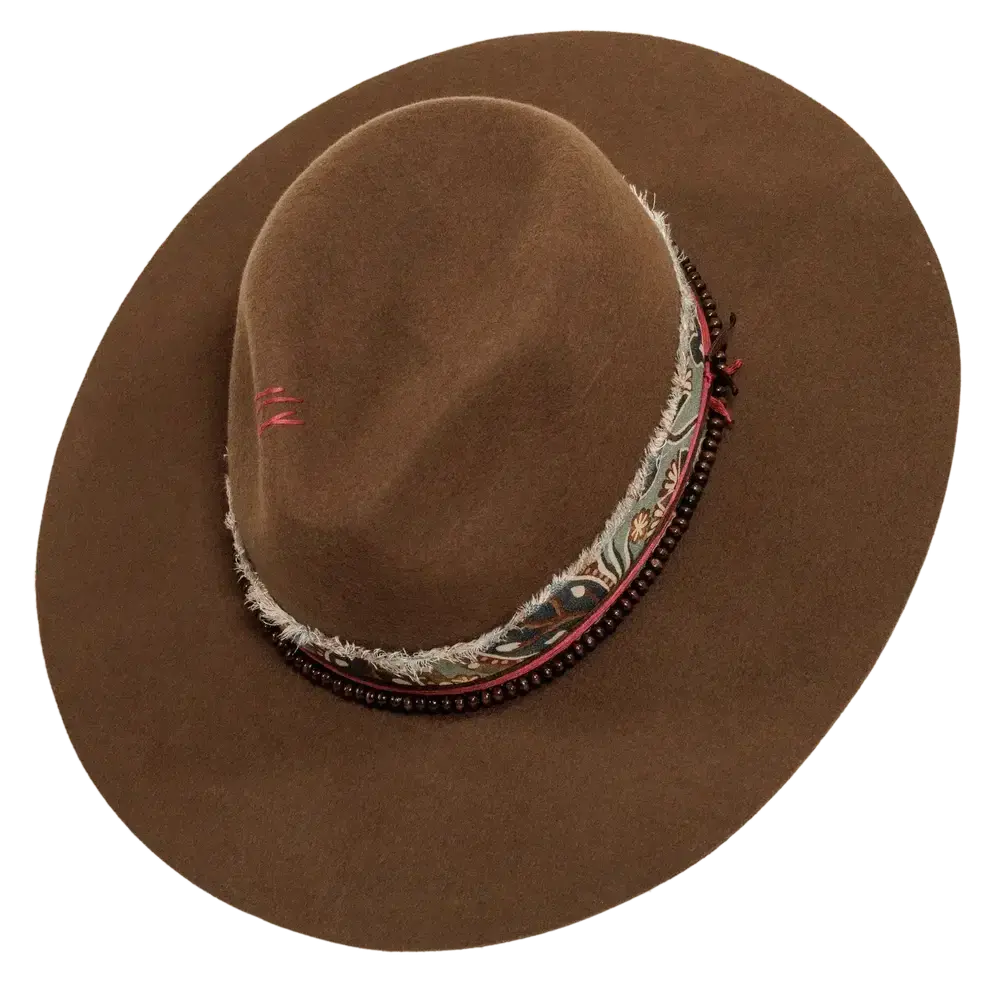 ramble brown fedora hat back view
