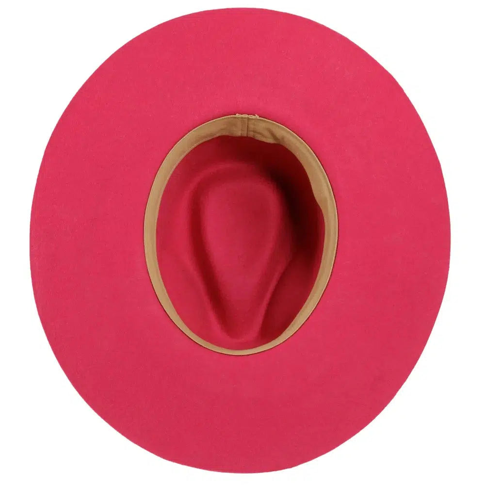 Rancher | Womens Pink Wide Brim Felt Fedora Hat