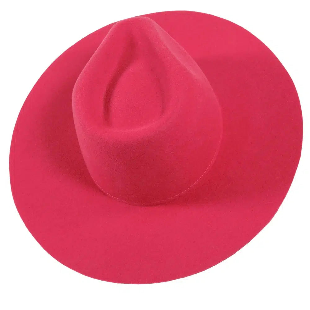 Rancher | Womens Pink Wide Brim Felt Fedora Hat
