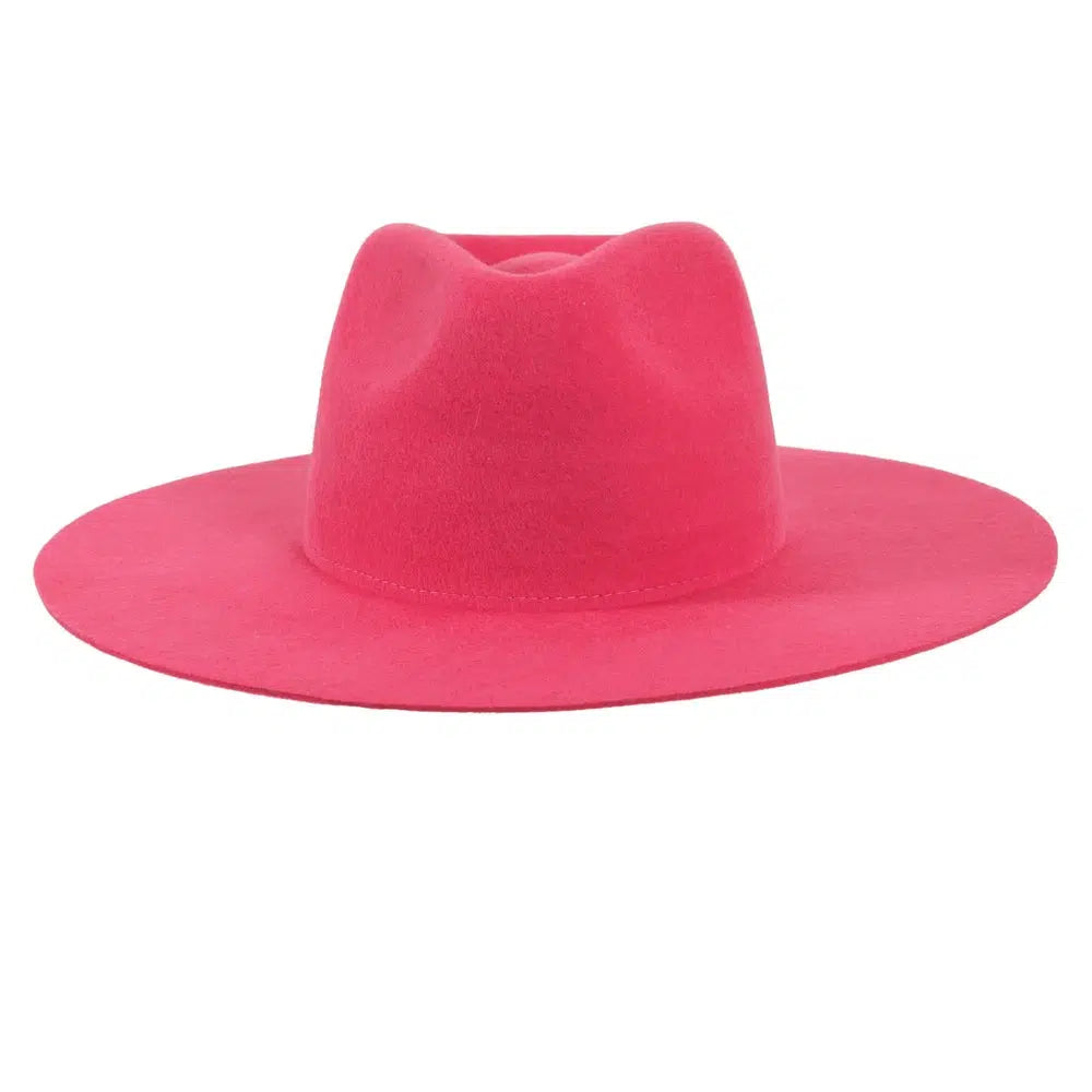 Rancher | Womens Pink Wide Brim Felt Fedora Hat