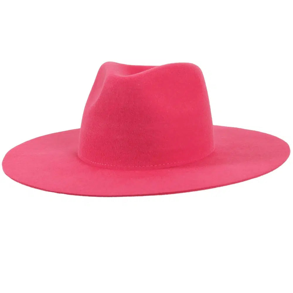 Rancher | Womens Pink Wide Brim Felt Fedora Hat