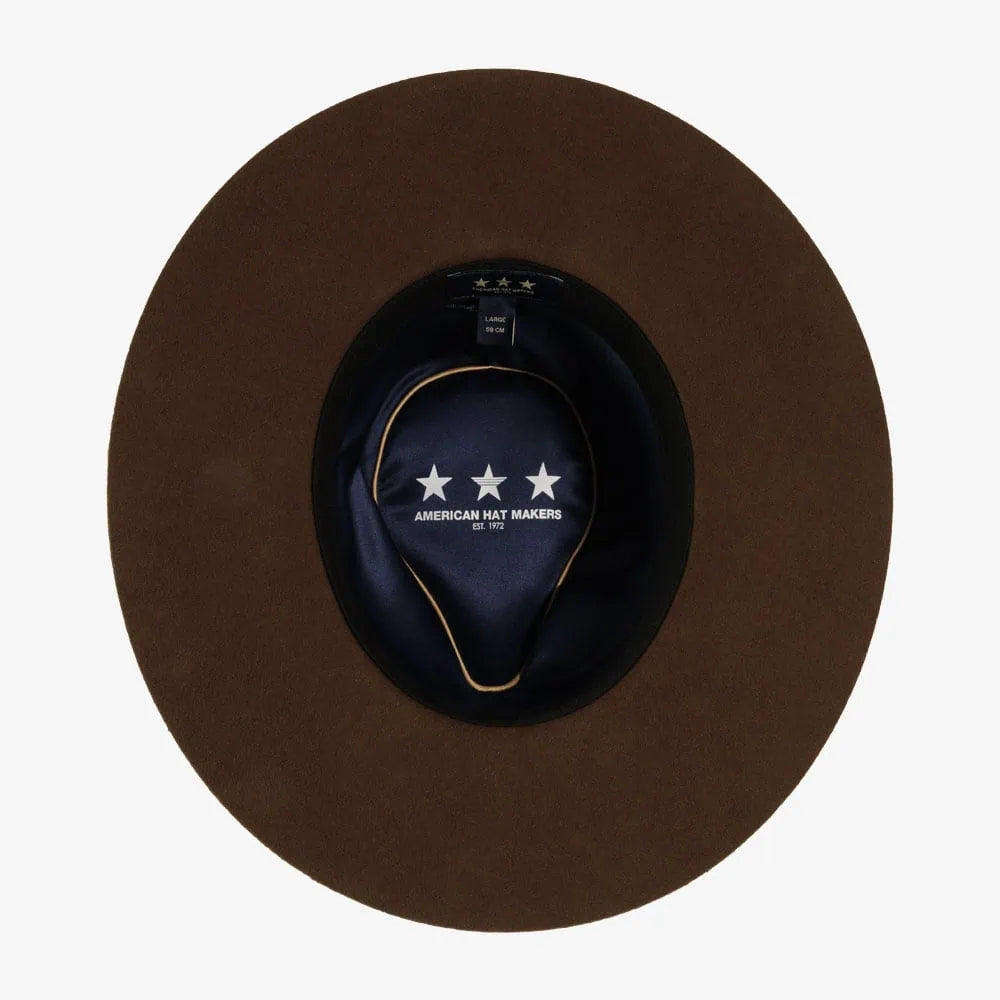 Rancher | Womens Brown Wide Brim Felt Fedora Hat