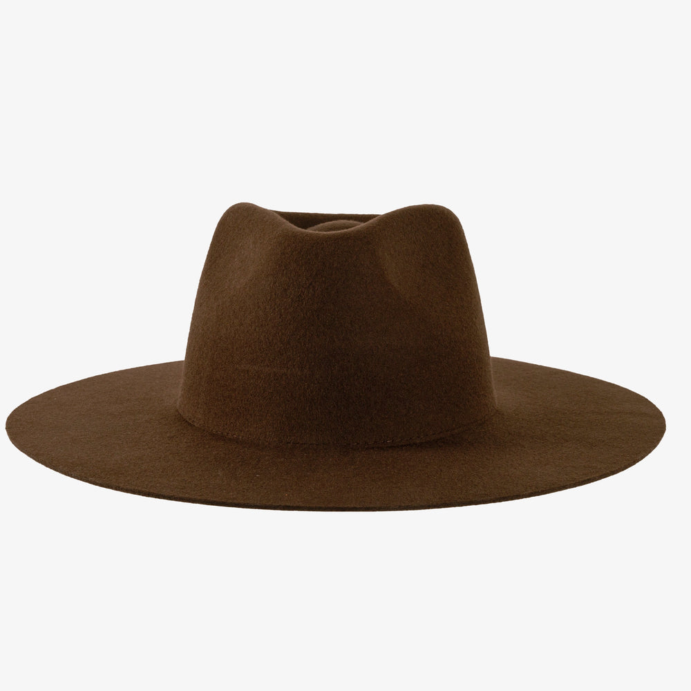 Rancher | Womens Brown Wide Brim Felt Fedora Hat