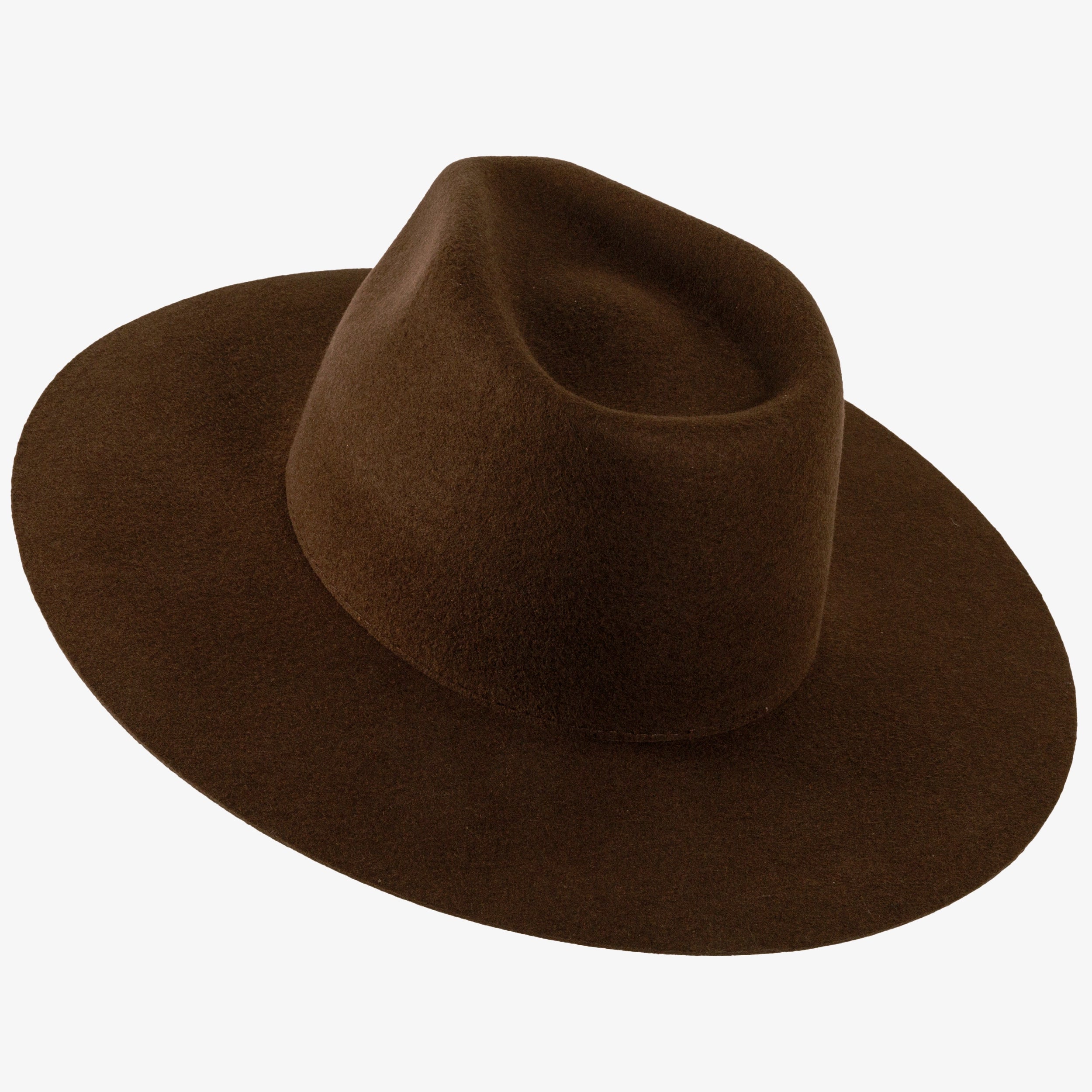 Rancher | Mens Brown Wide Brim Felt Fedora Hat