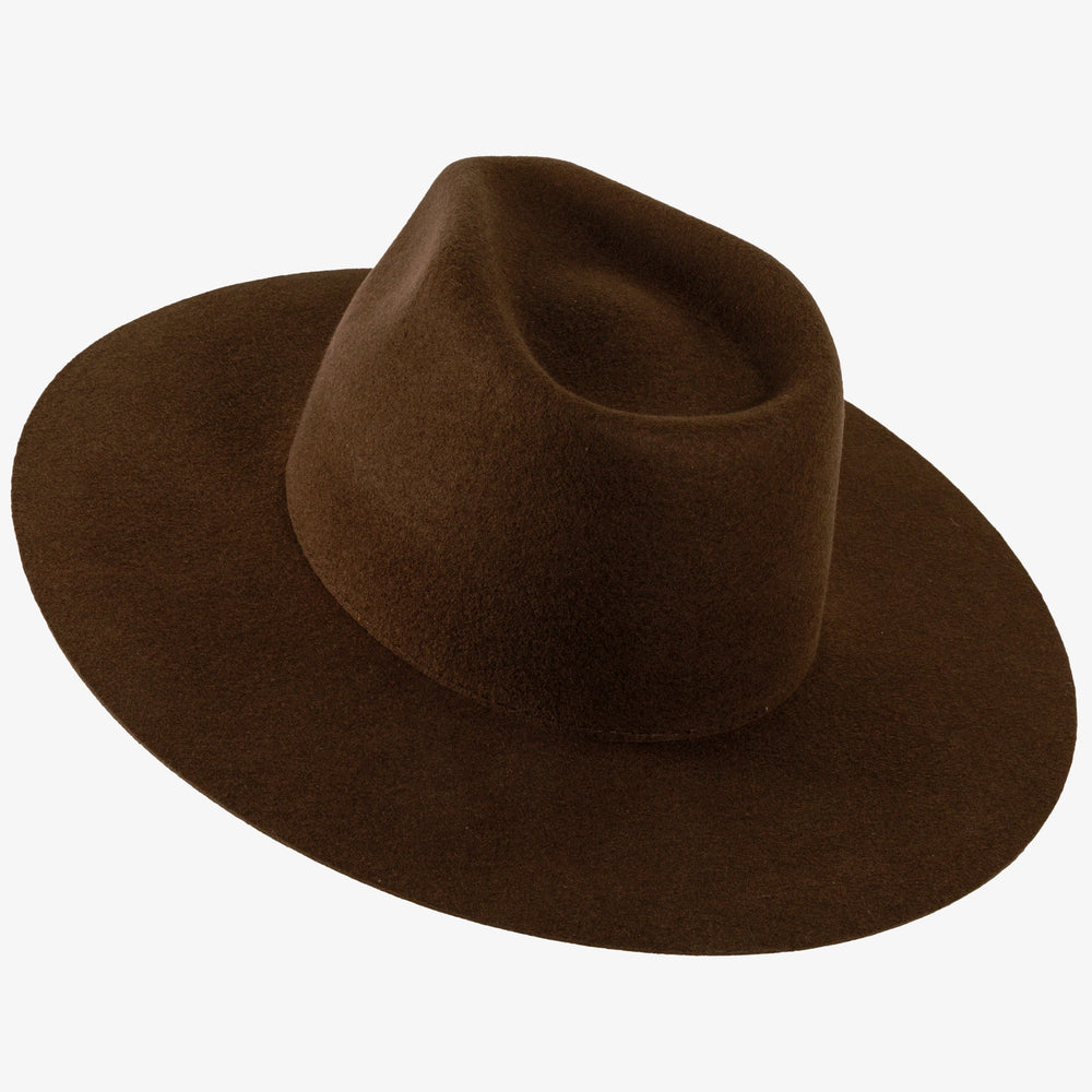 Rancher | Womens Brown Wide Brim Felt Fedora Hat