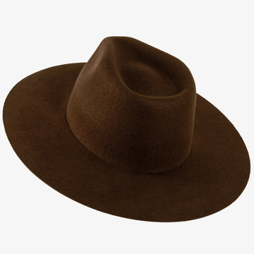 Rancher | Womens Brown Wide Brim Felt Fedora Hat
