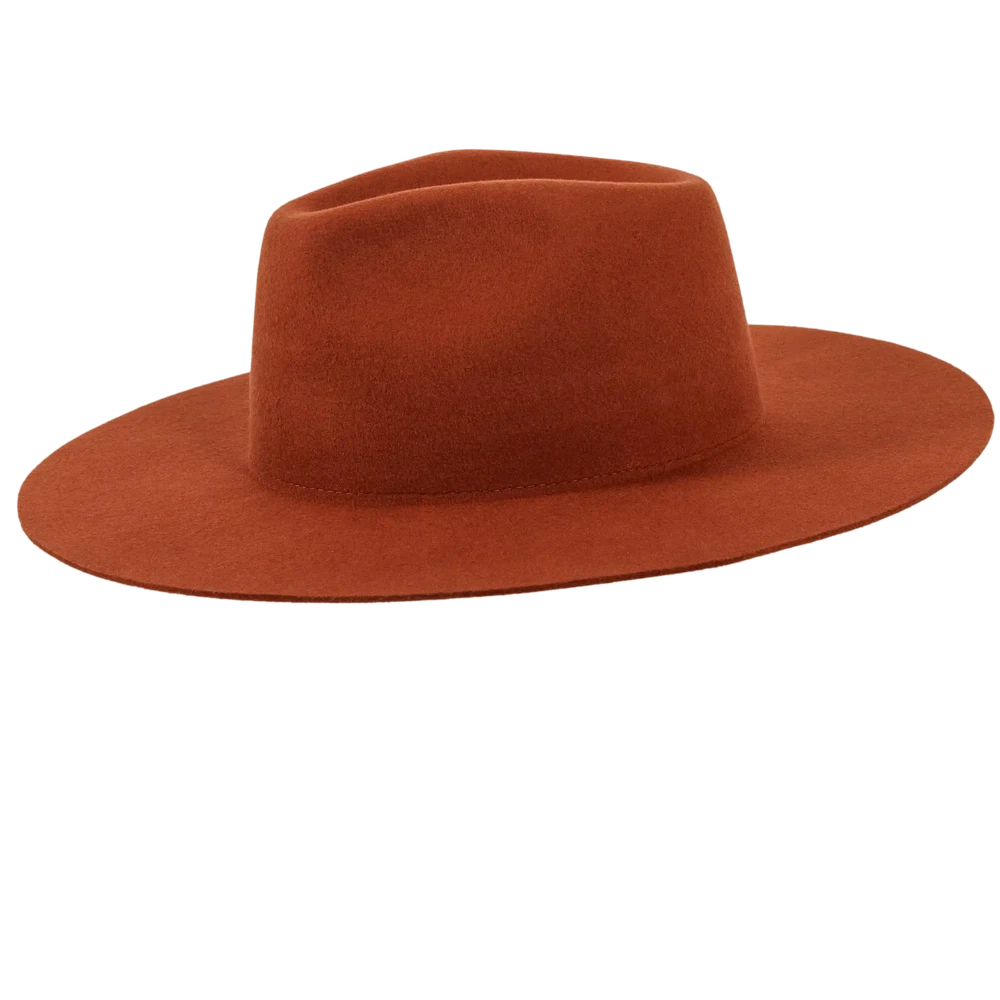 rancher coral fedora hat side view