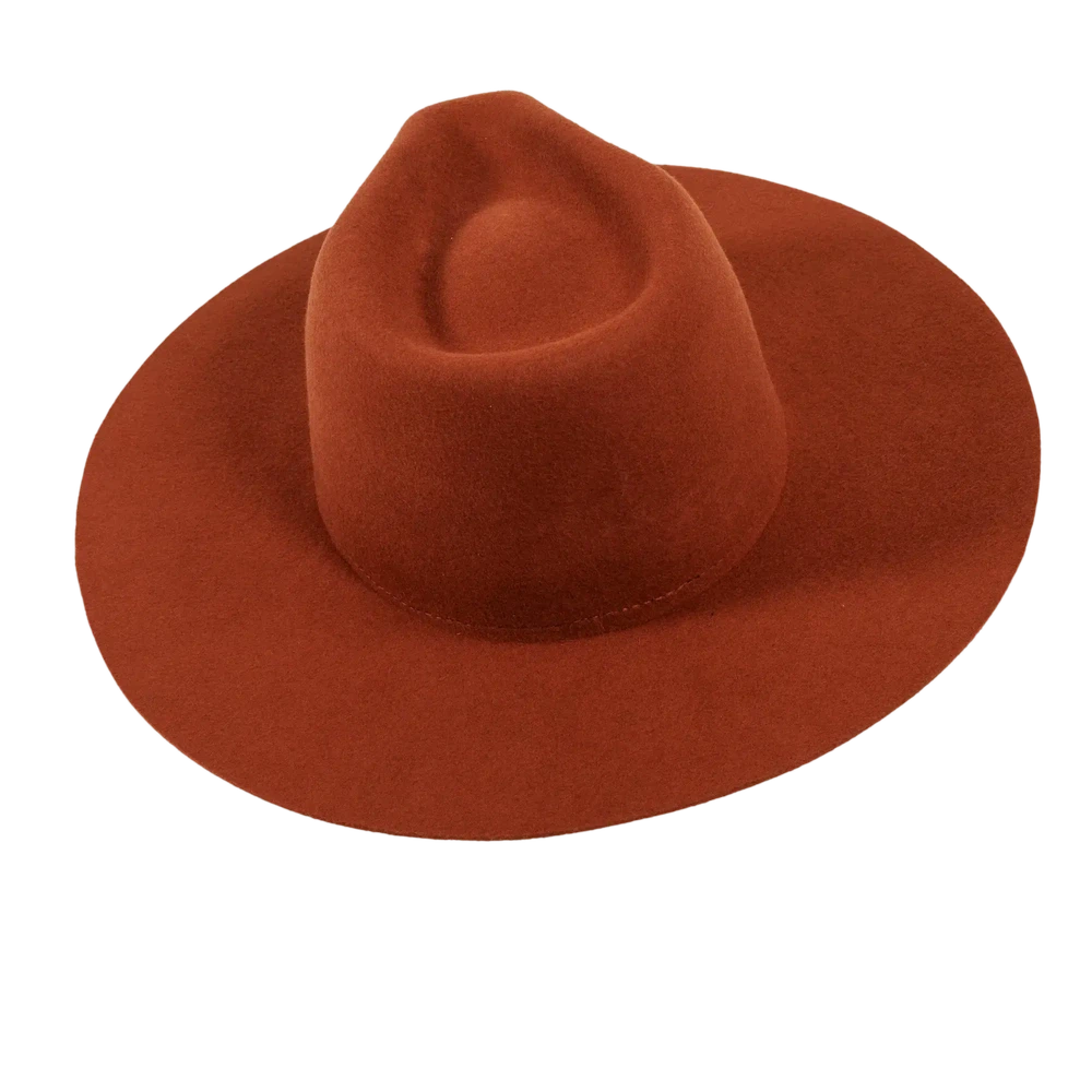 rancher coral fedora hat back view
