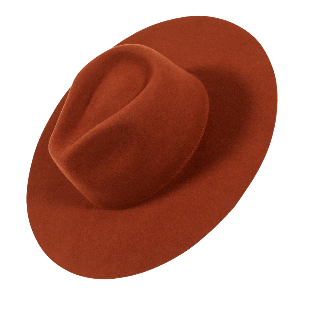 rancher coral fedora hat angled view