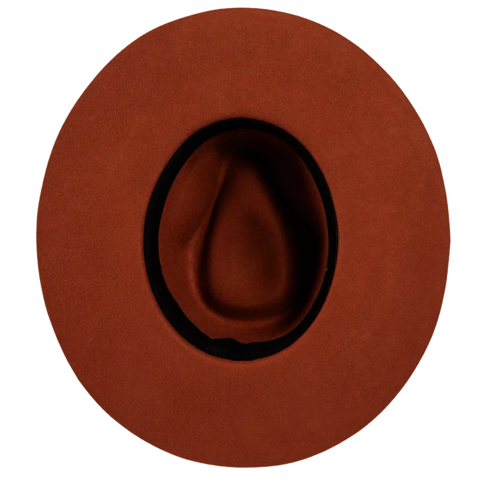 rancher coral fedora hat bottom view